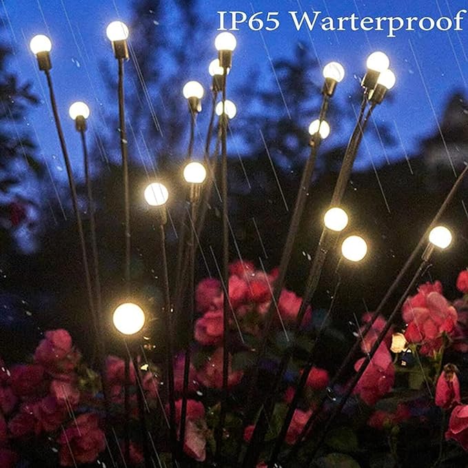 Solar Garden Lights Solar LED String Lights Firefly Solar Lights Outdoor Waterproof Firefly Solar Pathway Lights, Solar Stake Lights Outdoor Garden Decoration Garland Lights Camping Lights Solar Light