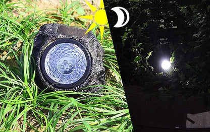 Solar Powered Rock Lights Outdoor Solar Garden Rock Light Outdoor 4LED Solar Powered Rock Stone Spotlight for Gardens Pathway Patio Yard Driveway Tree Pool Porch Deck Landscape,2 Pack
