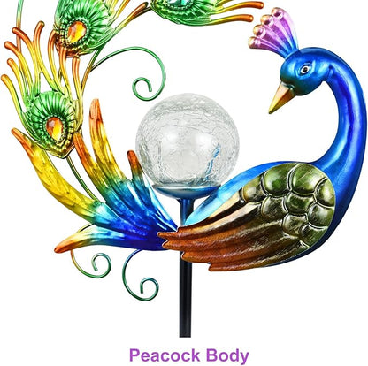 ARTER Solar Garden Stake Lights, 50 Inches Tall Metal Peacock Outdoor Waterproof Decorative LED Solar Pathway Lights with Bling Bling Jewels for Landscape Yard Patio Lawn Poolside (Pack of 2)
