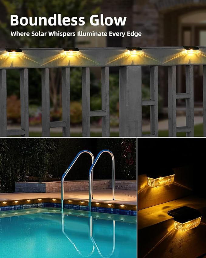 16 Pack Solar Fence Lights, Waterproof Outdoor Solar Step Lights Fence Lights Solar Powered for Outside, Step | Lumora