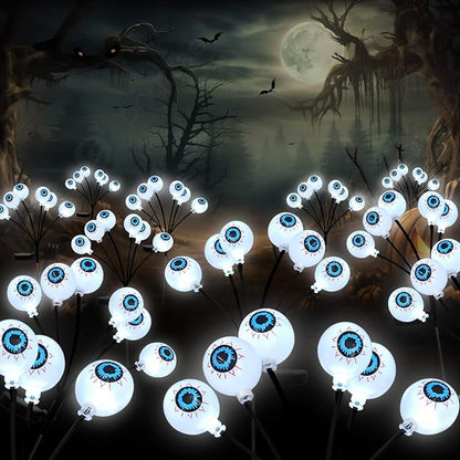 LEWIS&WAYNE Solar Halloween Pathway Lights 3 Pack Eyeball Stake Lights Outdoor 2 Modes Cool White LEDs for Garden Yard Patio