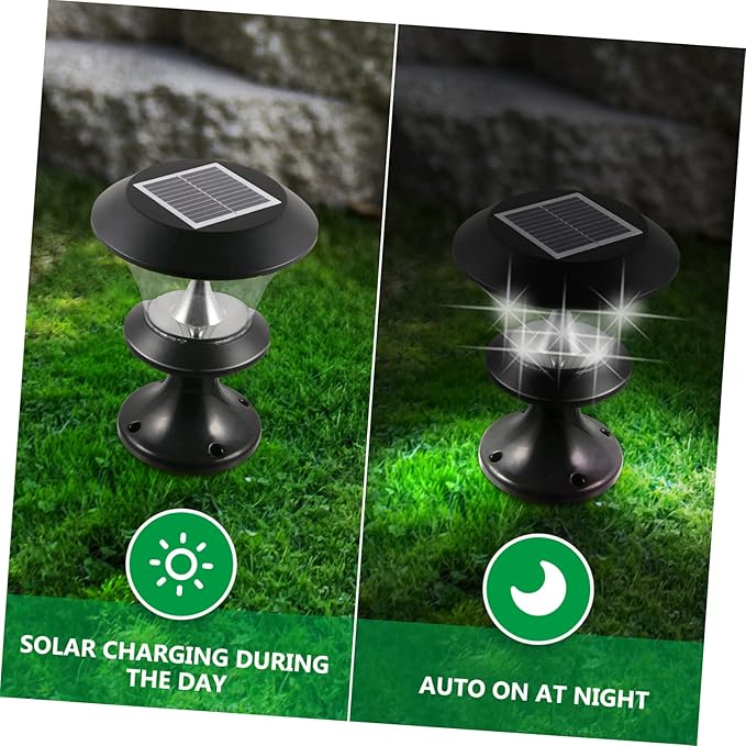 balacoo Solar Garden Light Round LED Lawn Lamp Outdoor Energy Saving Pathway Lighting for Patio Fence Deck