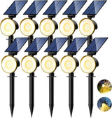 nipify 10 Pack Solar Spot Lights Outdoor Waterproof with 3 Modes, Solar Spotlight Light for Outside Yard Landscape | Lumora