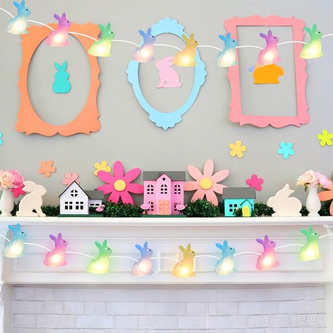 8.5FT Easter Decorations Bunny Lights, 10Pcs LED Pastel Easter Bunny Lights Plug in, Easters Light String for | Lumora