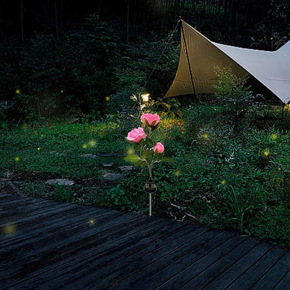 Solar Garden Lights,Solar Flowers Outdoor Waterproof with Rose, Garden Lights Solar Powered Waterproof, Solar Flower Lights, Solar Lights for Outside Garden Patio Yard Decorations (Pink)
