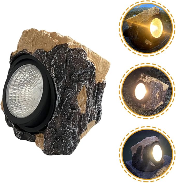 Kisangel Solar Yard Lights Solar Pathway Lights Resin Stump Shape Waterproof for Garden Lawn Walkway Patio Decor