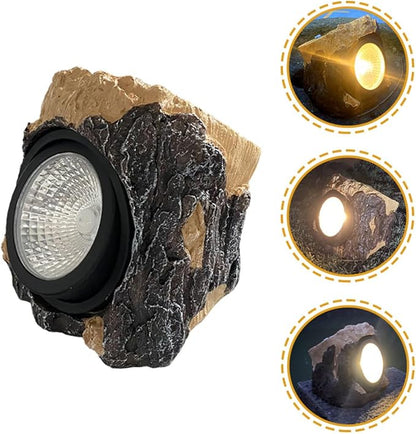 Kisangel Solar Yard Lights Solar Pathway Lights Resin Stump Shape Waterproof for Garden Lawn Walkway Patio Decor