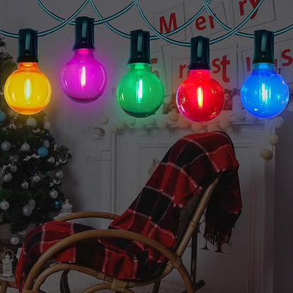 25FT Outdoor String Lights Connectable, Waterproof Multicolor LED Globe G40 Christmas Lights for Patio Xmas Tree Roof Holiday Party Decor