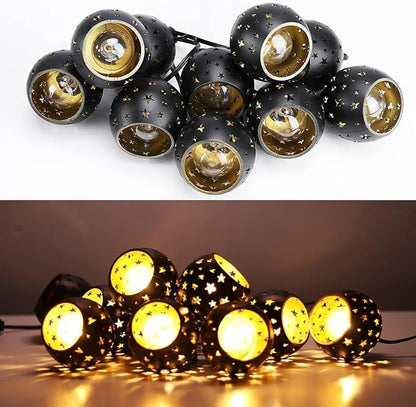 Vigdur Lantern String Lights, Star String Lights Plug in with 10 Clear G40 Bulbs and Star Plastic Lamp Shades, Ramadan Decoration Light for Home Holiday Eid Decorations(9.84FT)