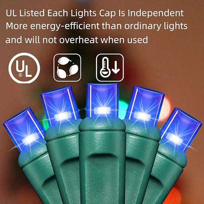 LAMPHOME Blue Christmas Lights Outdoor Waterproof, 1200LED (24pk of 50L) Green Wire Fairy Starry String Lights Indoor Plug in,Xmas Decorations for Wedding Party Trees Wreath Yard Garden Party Decor