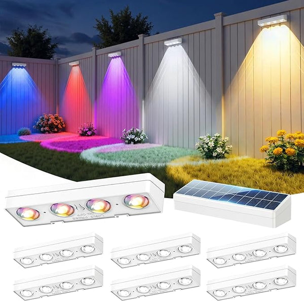 Solar Fence Lights Outdoor, 8 Pack, 9 Fixed Colors ＆ Color Changing Solar Lights Outdoor Waterproof IP65 | Lumora