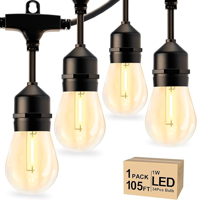 Svater 105FT Commercial Grade S14 Outdoor String Lights with 100FT G40 String Lights