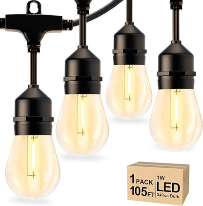 Svater 105FT Commercial Grade S14 Outdoor String Lights with 100FT G40 String Lights