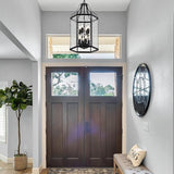 14" Modern 8-Light Exterior Black Lantern Pendant Light Fixture with Clear Rippled Glass Mini Industrial Hanging | Lumora