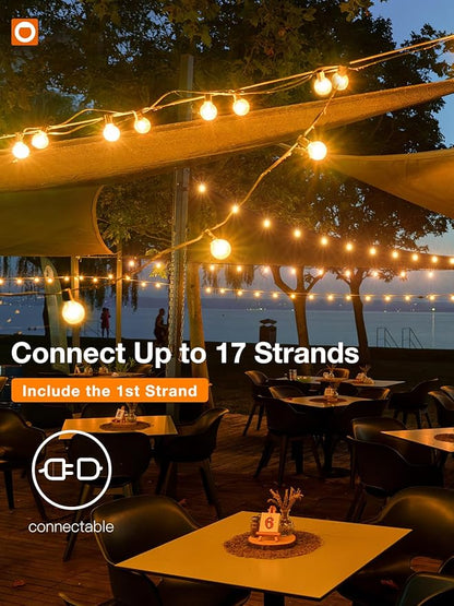addlon 25FT Outdoor String Lights with 13 Plastic Bulbs, G40 Globe LED, Waterproof, Dimmable, Connectable for Backyard Porch Deck