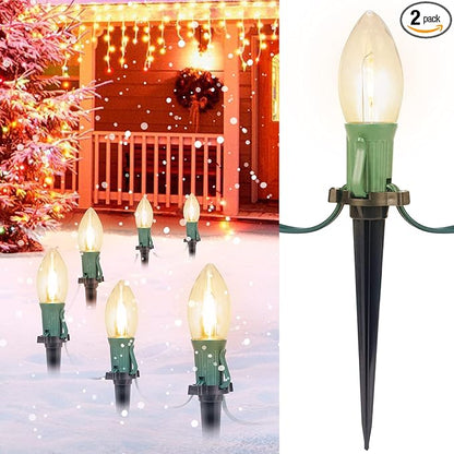 Brightown 2 Pack C9 Christmas Pathway Lights Outdoor, Total 51.4 FT 40 LED C9 Pathway Lights, Waterproof Connectable Christmas Walkway Light for Yard Ground Sidewalk Driveway, Warm White