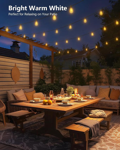 Brightown 175FT Solar String Lights Outdoor Waterproof with Remote, 56+2 LED Shatterproof Bulbs, Dimmable & Timable, 3 Light Modes - Commercial Grade Patio Lights for Garden Backyard Party Decor