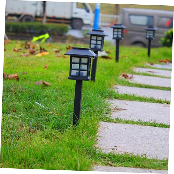 4 Pcs Solar Pathway Lights Warm Outdoor LED Garden Landscape Lighting for Walkway Lawn Patio Driveway Easy Installation Black