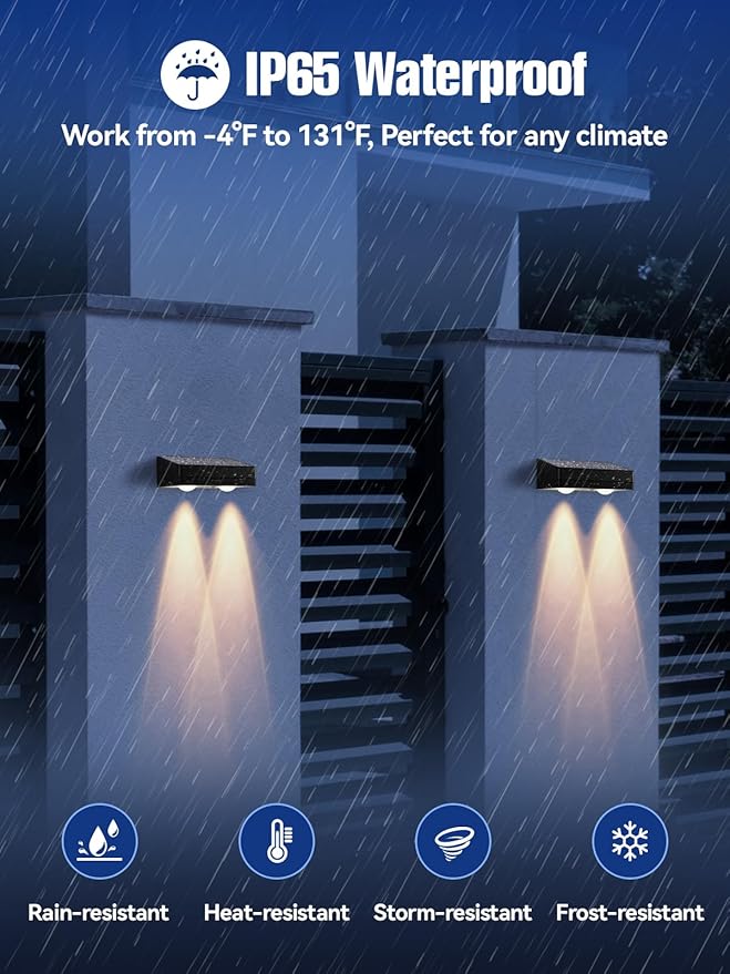 Fence Lights Solar Powered 2 Pack, RGB Fence Solar Lights Outdoor Waterproof Led, 12 Modes Color Changing Outside | Lumora