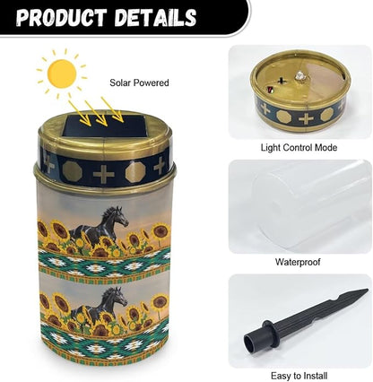 ZOUTAIRONG Sunflower Horses Solar Light for Cemetery Grave Solar Pathway Lights, Yard Patio Landscape Lighting Warm Pathway Lights Spotlights-2 Pack