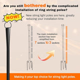 4 Pack 10Ft String Light Poles, Metal Poles with Fork for Outside Lights,Outdoor Metal Light Stand with Fence | Lumora