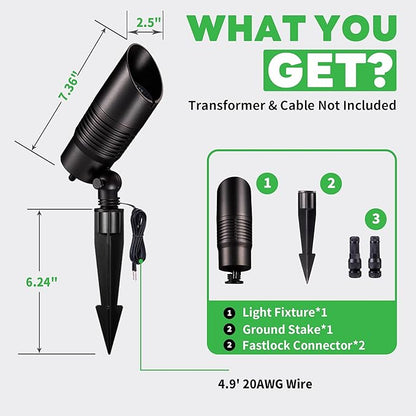 Smart Landscape Spotlights Low Voltage - RGBCW 5W LED Outdoor Uplight, 12V Landscape Spot Lights App Controlled, IP65 Waterproof Wired Aluminum, Black for Exterior House Tree Garden Yard