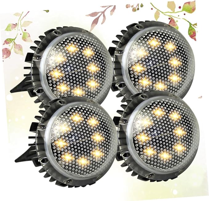 4pcs Solar-Powered LED Outdoor Ground Lights for Garden and Lawn, Warm White Disc In-ground Landscape Lighting | Lumora