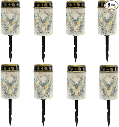 Butterfly Solar Lights Outdoor LED Lantern Waterproof Garden Lights Solar Outdoor Pathway Lights Solar-Powered Lights for Outside,Flameless Lights Outdoor Patio Lights