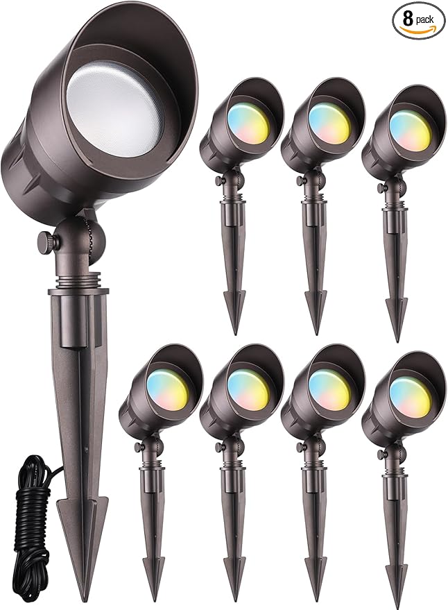 LEONLITE 8-Pack 5CCT Low Voltage LED Landscape Spotlight, Update 1800K2700K3000K4000K5000K Selectable, 5W 12V | Lumora