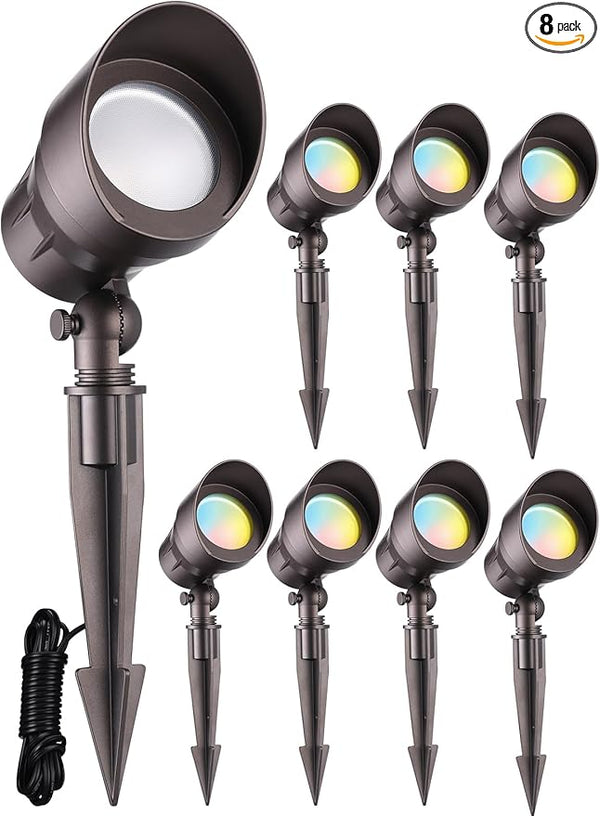 LEONLITE 8-Pack 5CCT Low Voltage LED Landscape Spotlight, Update 1800K2700K3000K4000K5000K Selectable, 5W 12V | Lumora