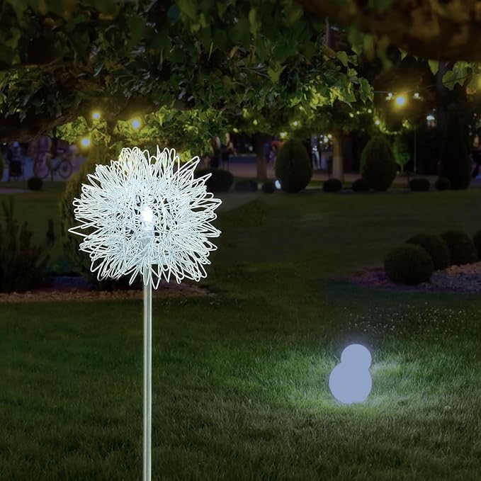 VALICLUD Solar Dandelion Outdoor Lights Solar Garden Path Lights with Ground Plug LED Lawn Decor for Patio and Yard
