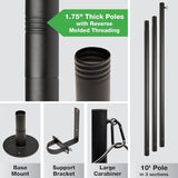 EXCELLO GLOBAL PRODUCTS Premium String Light Poles - 2 Pack - Extends to 10 Feet – Deck Mount (Wood/Concrete) | Lumora