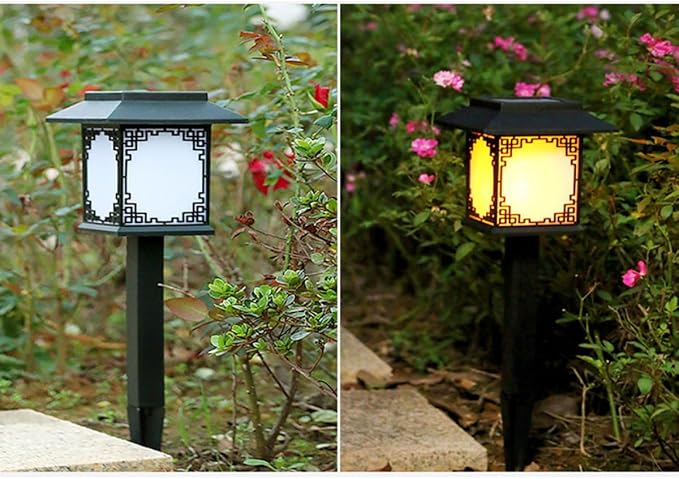 Operitacx Solar LED Garden Lawn Pathway Lights Waterproof Outdoor Landscape Stake Lamps for Yard Patio Decor, 2pcs White Light Solar Ground Inserted Lamps