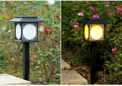 Operitacx Solar LED Garden Lawn Pathway Lights Waterproof Outdoor Landscape Stake Lamps for Yard Patio Decor, 2pcs White Light Solar Ground Inserted Lamps