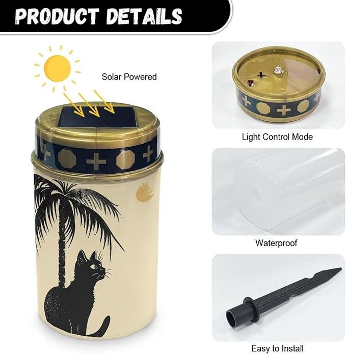 Black Cat Solar Garden Lights Solar Powered Garden Flameless Lights Easy to Install Grave - Outdoor Path Light | Lumora