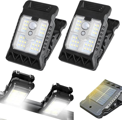 Solar Clip Light With Motion Sensor, 2026 new Clamp On Solar Lights For Camping Adjustable Clip On Led Light For Garden Multifunctional Clip Lamp For Garage, Emergency Led Light For Home (2PCS)