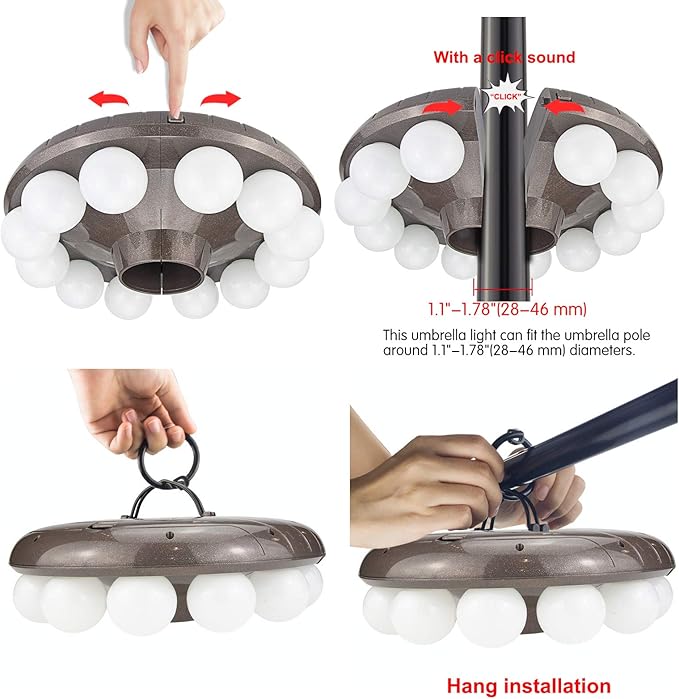 LUXSWAY Patio Umbrella Lights Battery Operated,12 Color Changing Outdoor Umbrella Light for Pole with Remote,48 | Lumora