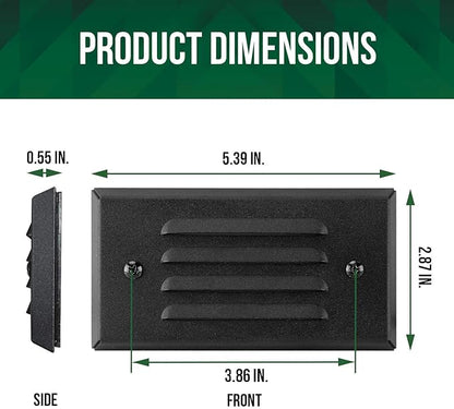 GKOLED 12V 3W Surface Mount Low Voltage LED Step Light with Horizontal Louvered Faceplate for Steps Decks Pathway Yard Stairs Fences, IP65 Rated for Outdoor Waterproof, for Wet Locations, 2 Packs