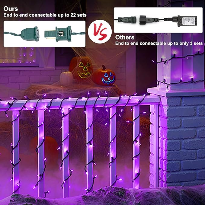 Brizled Purple Valentine Lights, 33ft 100 LED Valentine's Day Lights Outdoor, Connectable Purple String Light 120V UL Certified Christmas Tree Light, Indoor Xmas Light for Xmas Tree Party Home Decor