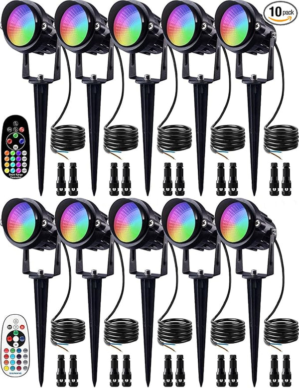 SUNVIE 12W Christmas Low Voltage Landscape Lighting RGB Color Changing LED Landscape Lights Remote Control | Lumora