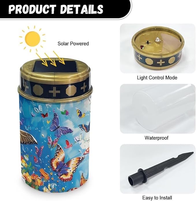 Solar Garden Lights,Butterfly Solar Lights Outdoor Waterproof, Auto On/Off, Pathway Solar Lights for Outside Yard Patio Walkway Driveway Landscape Lawn Decorations
