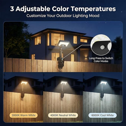 Clip On Solar Lights Outdoor,92 LEDs 600LM Motion Sensor Outdoor Lights,Solar Powered Fence Lights,IP65 Waterproof Security Lights forr Fence, Gutter, Deck and Camping. (Clip Mount 2 Pack)