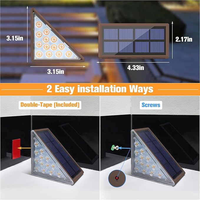 VOLISUN Solar Step Lights Outdoor Waterproof, LED Outdoor Stair Lights, Solar Step Light for Outside, Deck Light | Lumora