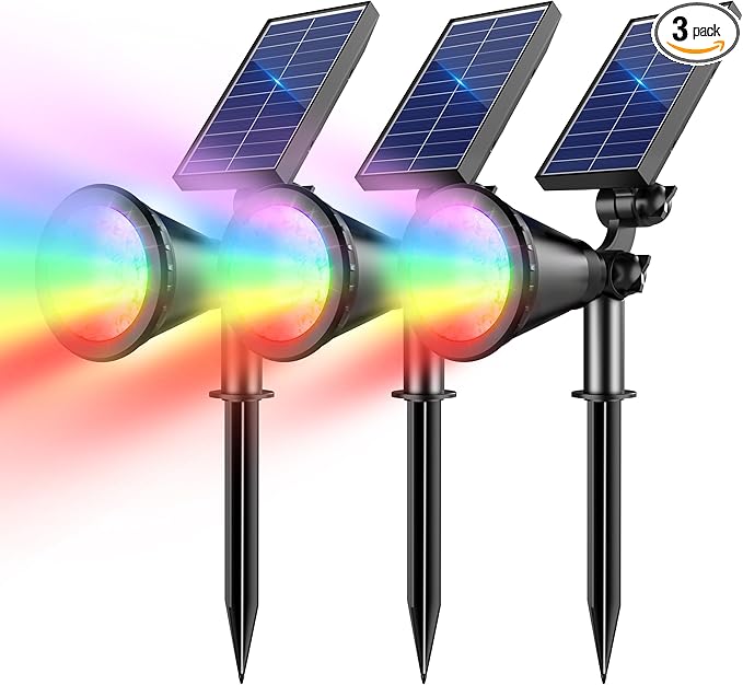 Solar Spot Lights Outdoor, Color Changing Spot Lights Outdoor 36 LEDs, Adjustable Solar Powered Multicoloured | Lumora