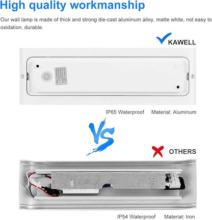 Kawell 20W Waterproof Modern Wall Sconce LED Wall Light Up Down Aluminum Wall Lamp LED Indoor Outdoor for Bathroom Living Room Bedroom Hallway Lounge Porch Corridor, White 3000K