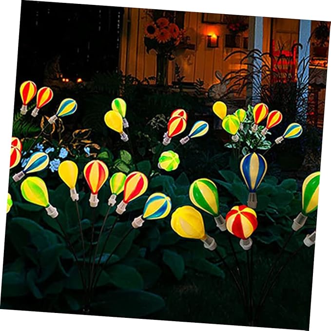 BESPORTBLE 2pcs Solar Garden Light Hot Air Balloon Decorative Lights Outdoor Patio Decorative Garden