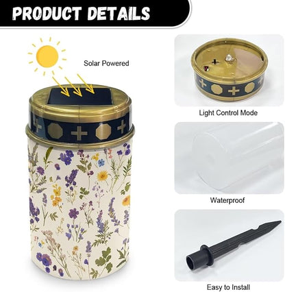 Floral Garden Solar Lights Outdoor Waterproof Solar Yard Lights Solar Pathway Lights Portable Outdoor Landscape Path Light Memorial Solar Light Easy Install