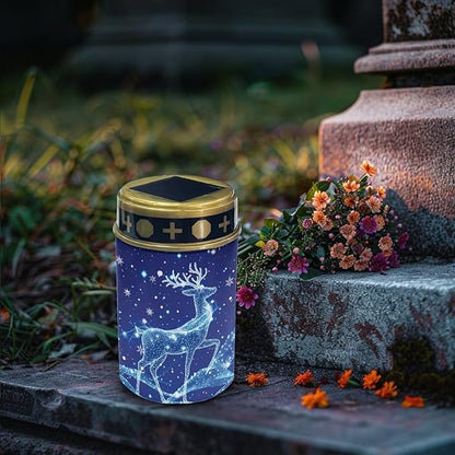 Solar Lights Outdoor Waterproof,Blue Reindeer Landscape Lighting Outdoor Solar Lights for Outside Solar Garden Lights