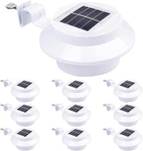 Yescom Solar Gutter Light Outdoor Waterproof 3 LED Deck Fence Lights with Bracket Wall Garden Stair Yard White 10Pcs | Lumora