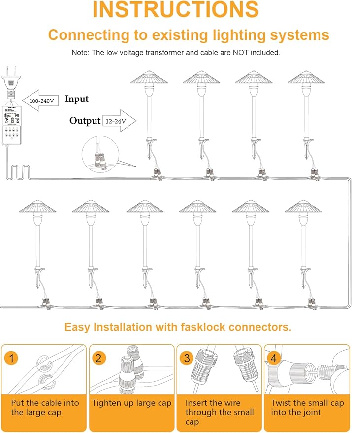 ZUCKEO Low Voltage Landscape Lighting LED Pathway Lights, 5W Landscape Path Lights 3000K Warm White 12-24V, Outdoor | Lumora